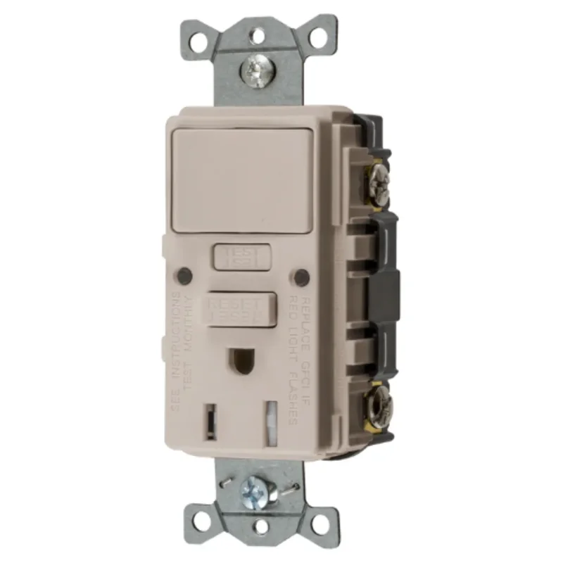15A 125V 2 Pole 3Wire Grounding Heavy Duty Commercial with Combination Switch GFCI Receptacles GFSPST15LA