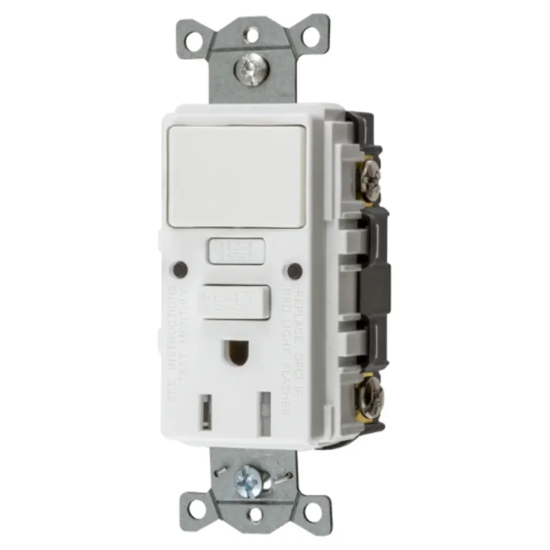 15A 125V 2 Pole 3Wire Grounding Heavy Duty Commercial with Combination Switch GFCI Receptacles GFSPST15W
