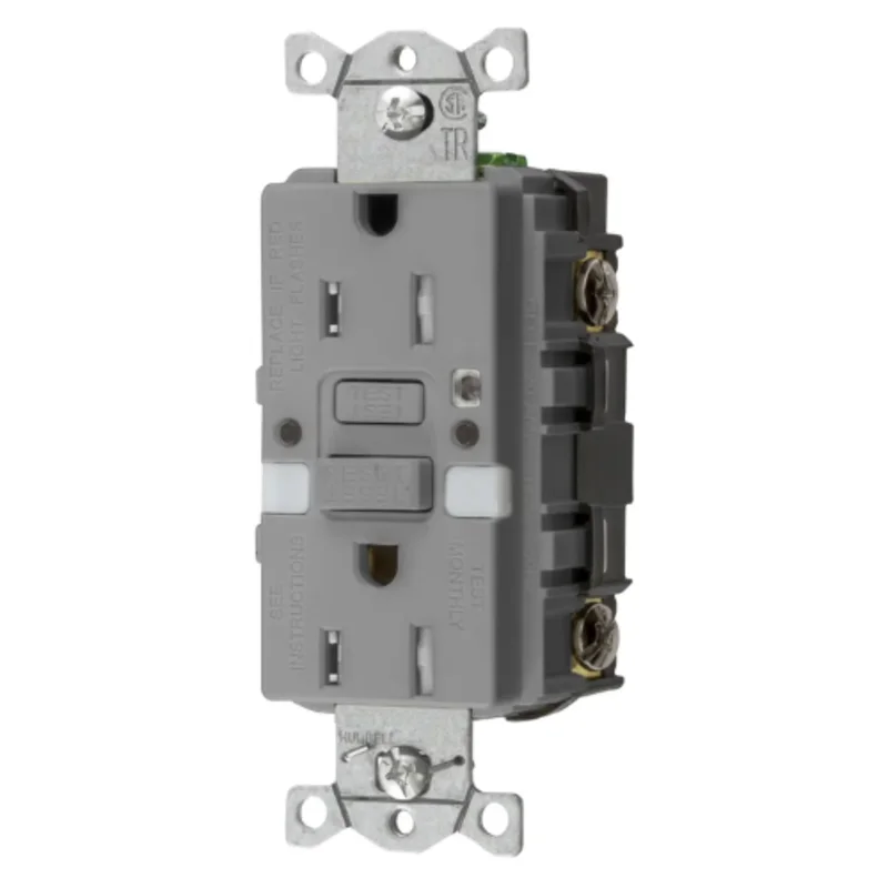 15A 125V 2 Pole 3Wire Grounding Heavy Duty Commercial with Nightlight GFCI Receptacles GFTRST15GYNL