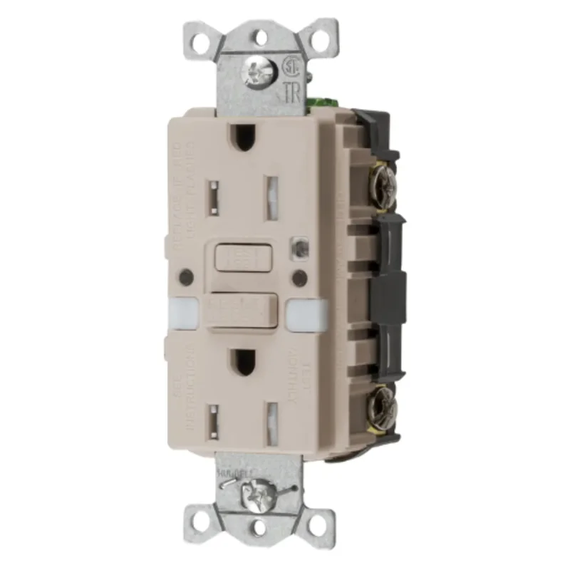 15A 125V 2 Pole 3Wire Grounding Heavy Duty Commercial with Nightlight GFCI Receptacles GFTRST15LANL