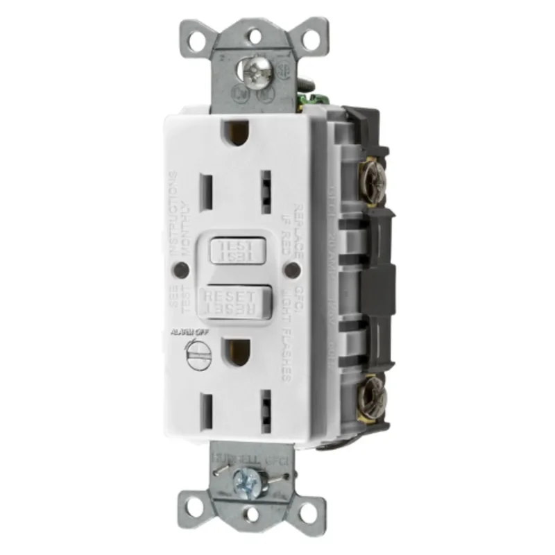 15A 125V 2 Pole 3Wire Grounding Heavy Duty Commercial with with Alarm GFCI Receptacles GFRST15WB