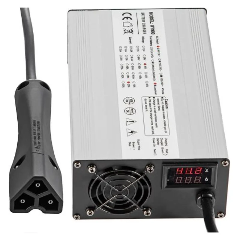 15Amp 48V Aluminum Alloy Triangle 3-Pin RXV Plug LED Indicator Golf Cart Battery Charger