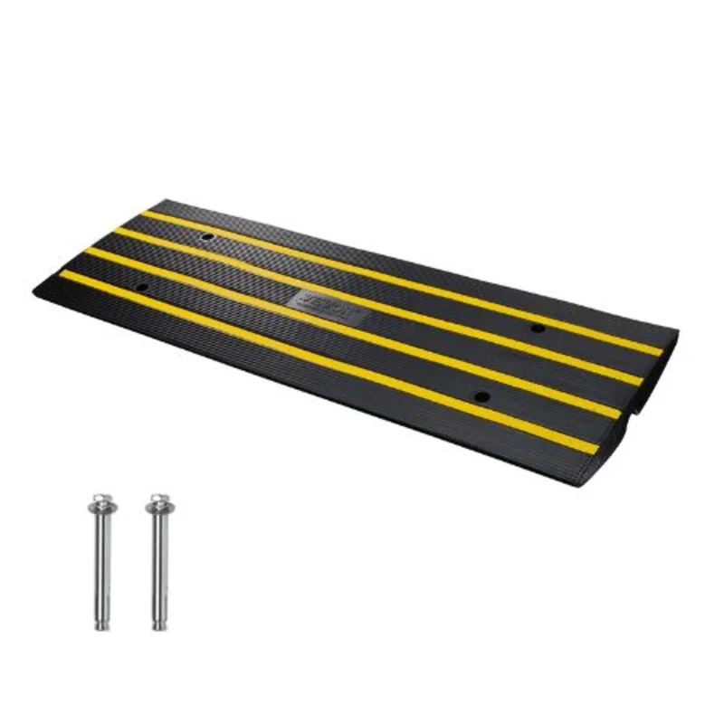 15T, 2.6" Rise Heavy Duty Rubber Curb Ramp for Driveway Cable Cover for Low Cars & Wheelchairs