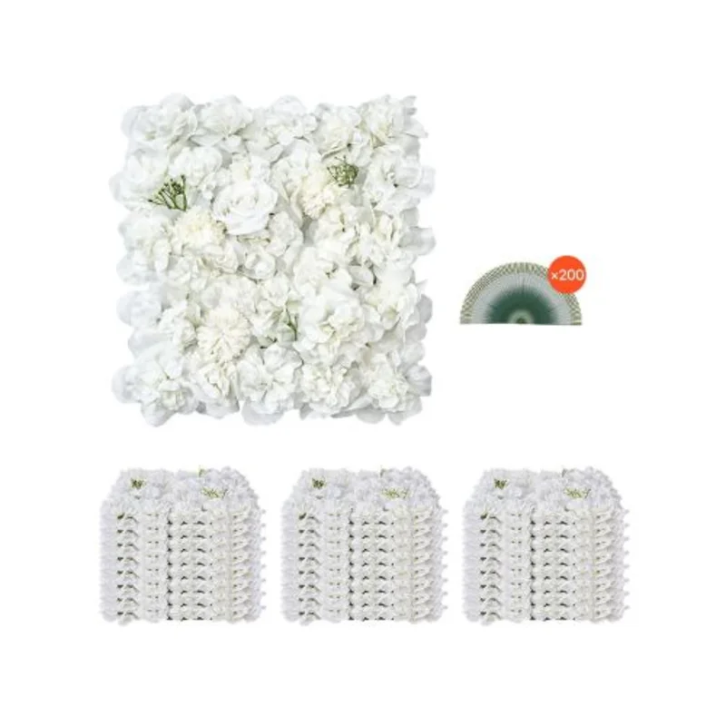 15x15 In 3D Flower Wall Panel for Wedding Valentines Day Home Baby Party Backdrop Decor White (24 PCS)