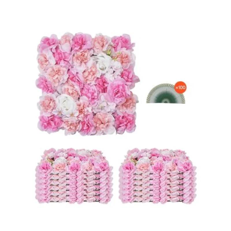 15x15 Inch 3D Flower Wall Panel for Wedding Valentines Day Home Baby Party Backdrop Decor,Pink