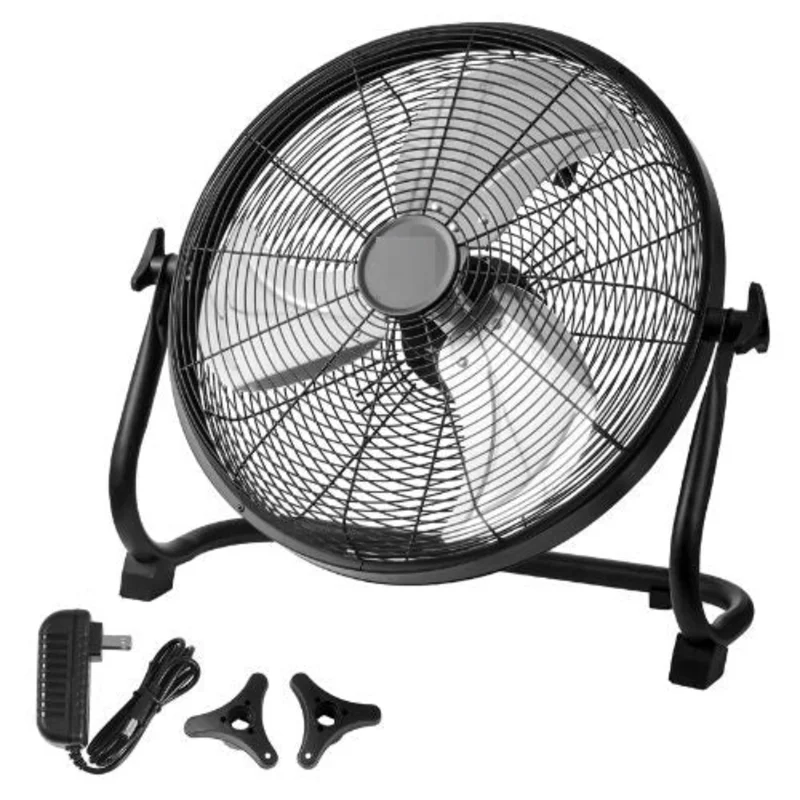 16 Inch Cordless High-Velocity Fan Portable, Quiet, Adjustable 360 Pivot, Stepless Speed, Metal Industrial Floor Fan