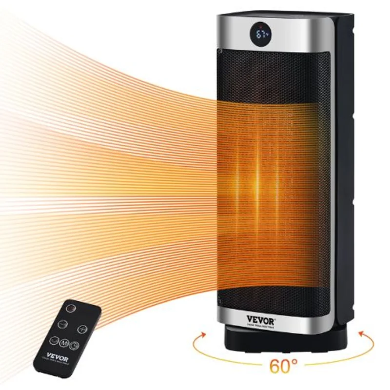 16 Inch Electric Space Heater with Thermostat Remote Control for Office Room Desk Indoor