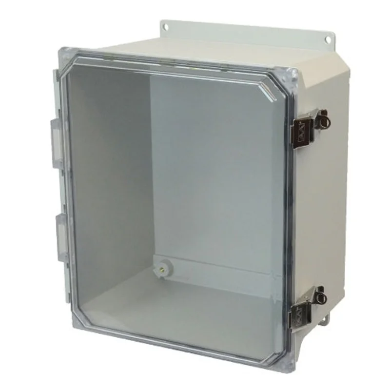16 Inch Height Padlocking Snap Wall Mount JIC Size Fiberglass Enclosure with Clear Covers AMU1648CCLF