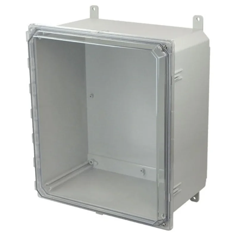 16 Inch Height Screw Wall Mount POLYLINE AMP Series JIC Size Polycarbonate Enclosure with Clear Covers AMP1648CCH