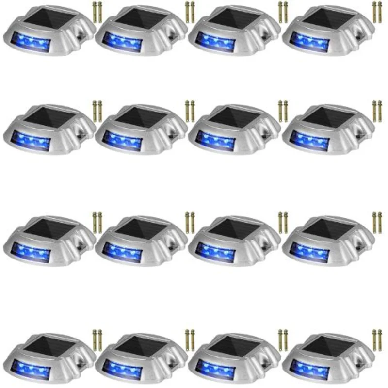 16-Pack Solar Driveway Lights with Switch Waterproof LED Blue Lights for Pathway & Walkway