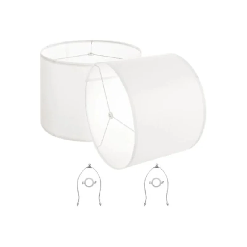16 x 12 Inch Easy Assembly Large Round Classic Drum Lampshade Replacement Set with Harp Off-White
