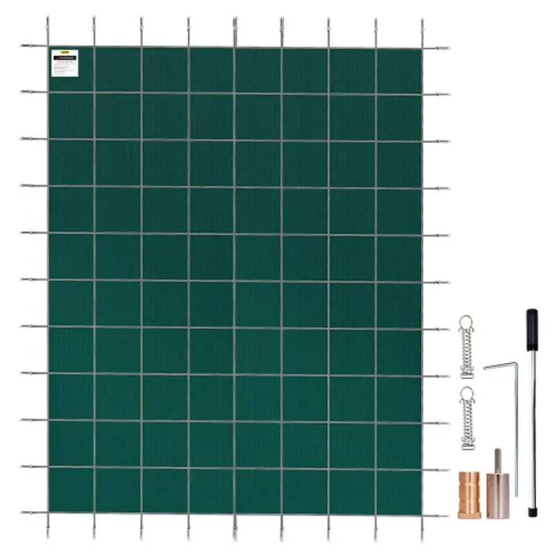 16x36 ft Rectangle Inground Pool Safety Cover Green Mesh Winter Cover with Drainage Holes