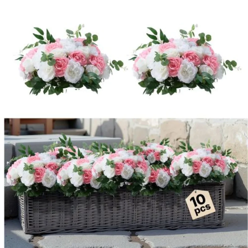 17.7 Inch Flower Arrangement Wedding Centerpieces for Flower Balls (Pack of 10) Pink + White