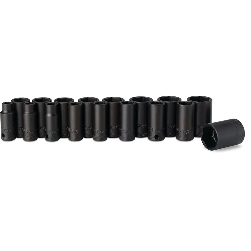 17-PC. Metric Intermediate Impact Socket Set - 6-PT.