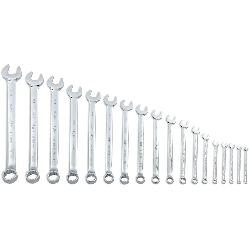 18-PC. SAE Knuckle Saver Combination Wrench Set - 12-PT.