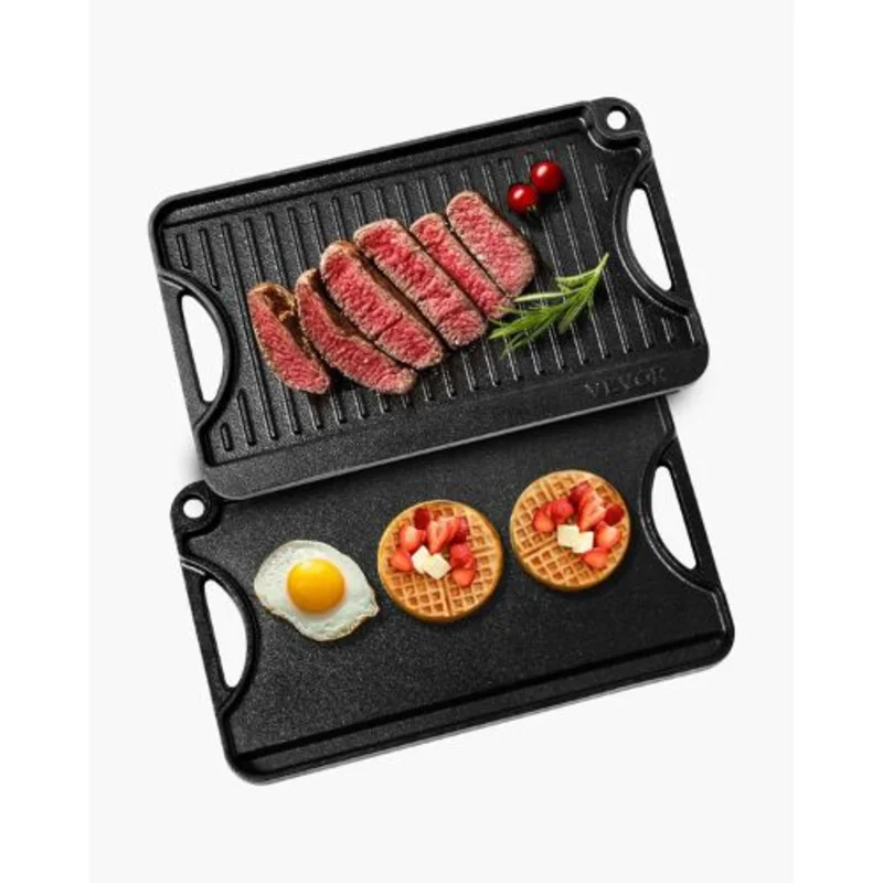 185x342 mm Reversible Grill/Griddle for Indoor/Outdoor Stove Top Burner