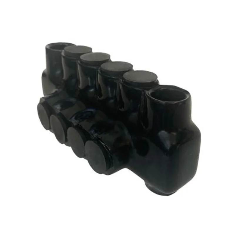 2/014 AWG 4 Port Panel Mount Dual Entry Electrical Distribution Block Black 97834