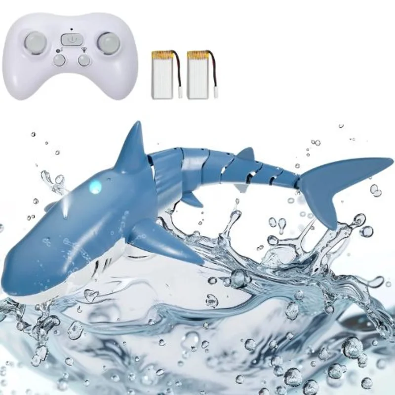 2.4GHz RC Shark Boat Light & Spray Water Function, for Pools & Bathrooms, 2 Batteries, for Kids 6+