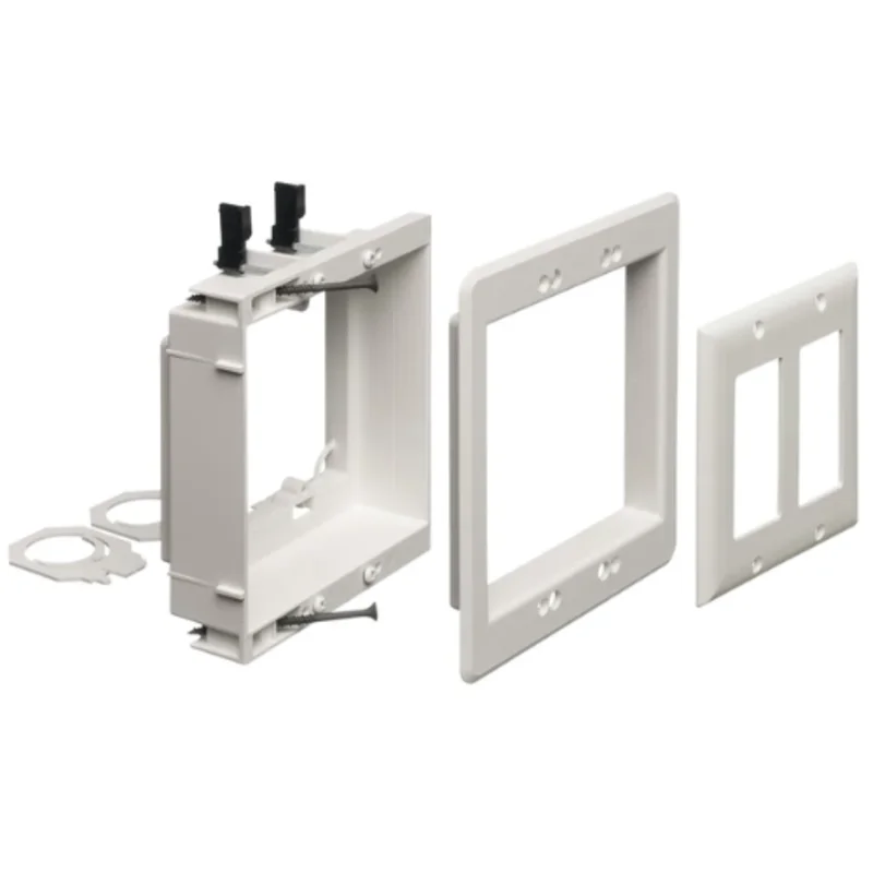 2 Gang Low Voltage Non Metallic Recessed Mounting Bracket With Cable Management System LVU2W
