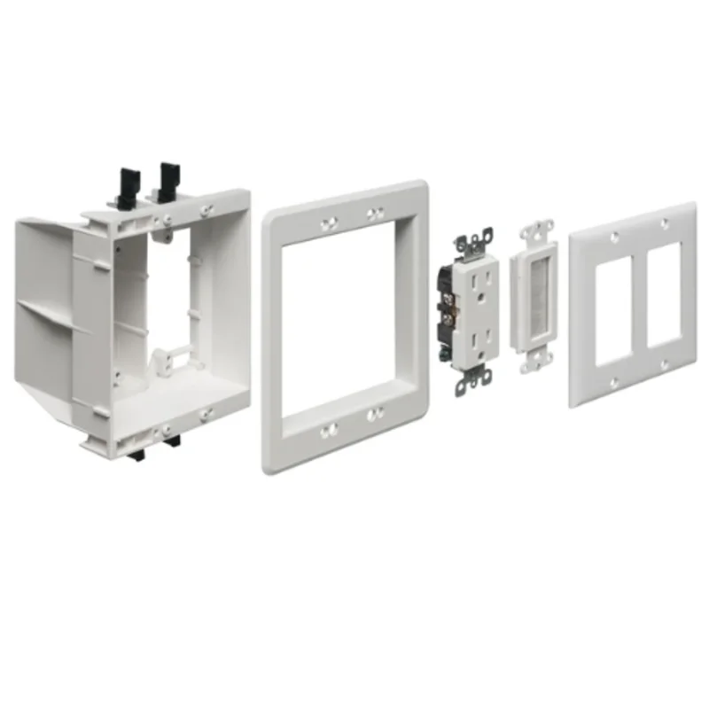2 Gang Low Voltage Recessed Combination Box Kit for Flat Screen Mounting TVBU505K