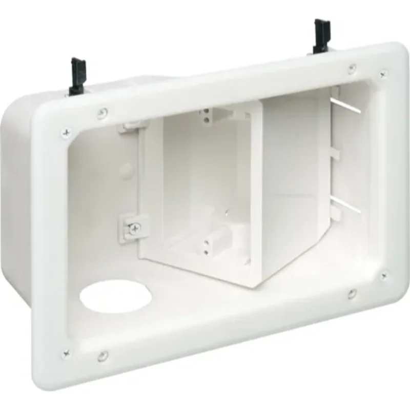 2 Gang Non Metallic Wall Mount TV Angled Entertainment Box with Trim Plate TVB712
