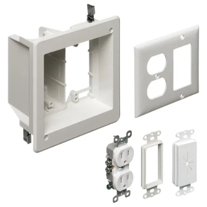 2 Gang Recessed Combination TV Box Kit for Power and Low Voltage Connections TVBR505K