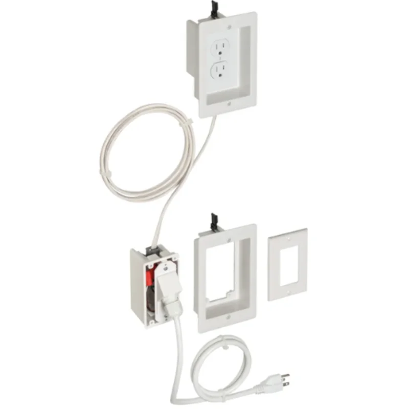 2 Gang Recessed Combination TV Box Kit for Power and Low Voltage Connections TVBRA3K