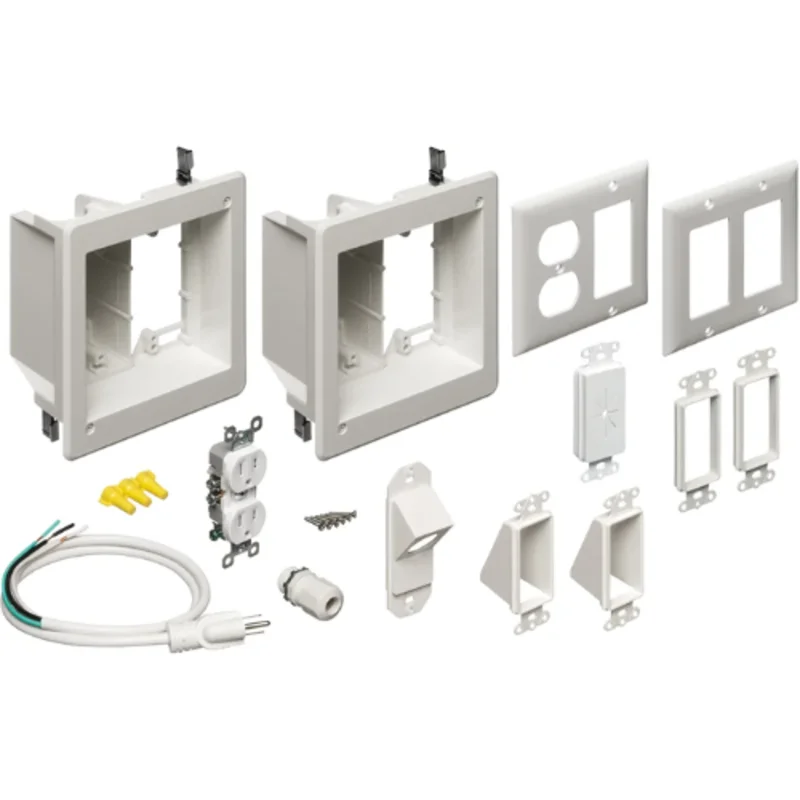 2 Gang Recessed TV Box Kit for Power and Low Voltage Connections TVBR2505K
