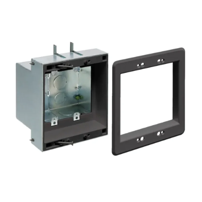 2 Gang Steel Recessed TV Box Black Trim for Flush Wall Mounting TVBS505BL