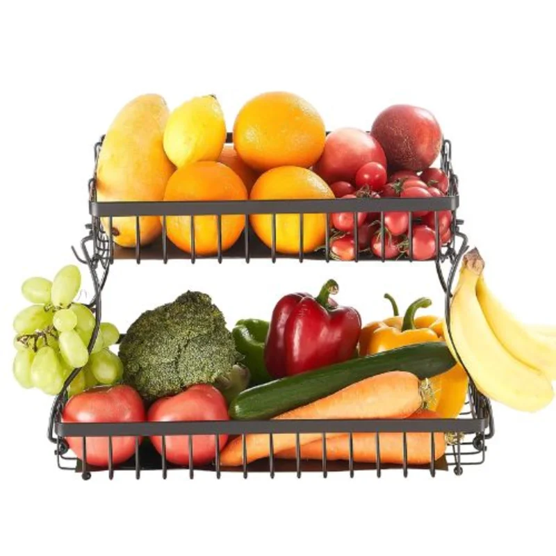 2 Layers Fruit Basket Bow Stand Holder for Kitchen SYB-221