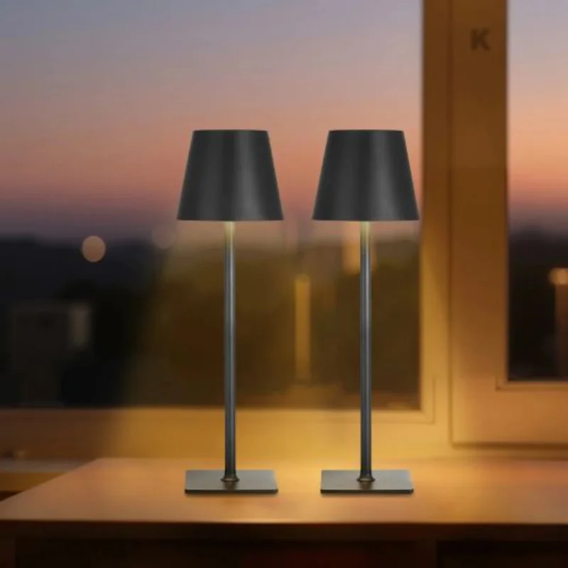 2-Pack Cordless Table Lamp 5200mAh Rechargeable Battery 3-Color Stepless Dimming 3000-6500K Black for Restaurant Bedroom