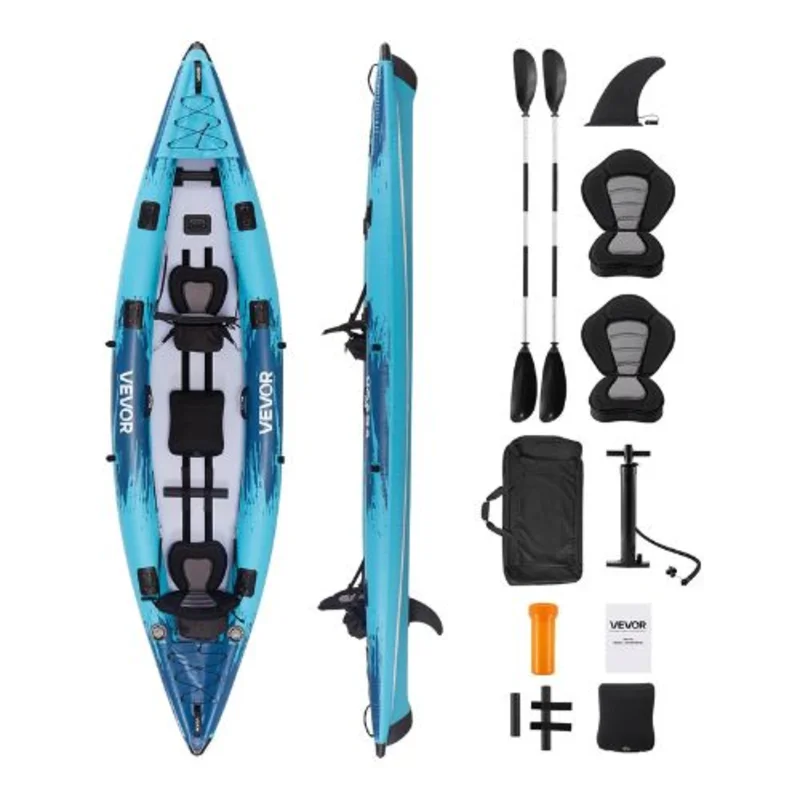2 Person Inflatable Kayak Fishing Adult Touring Kayaks with 2 Paddles Seat