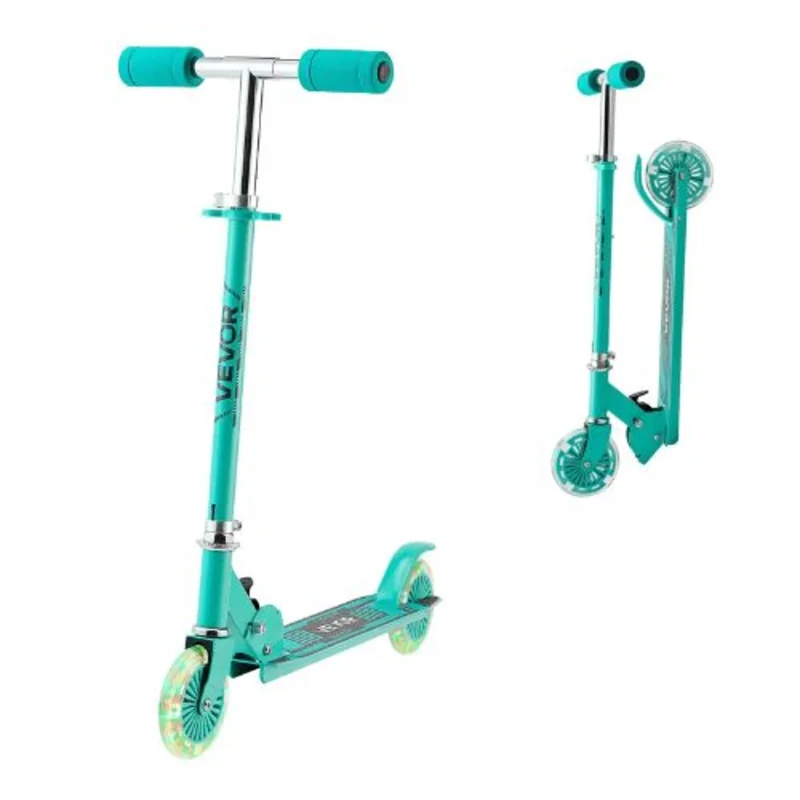 2-Wheel Kick Scooter for Kids 3+  Light-Up Wheels Adjustable Handlebar Anti-Slip Deck Foldable Green Up to 110 lbs