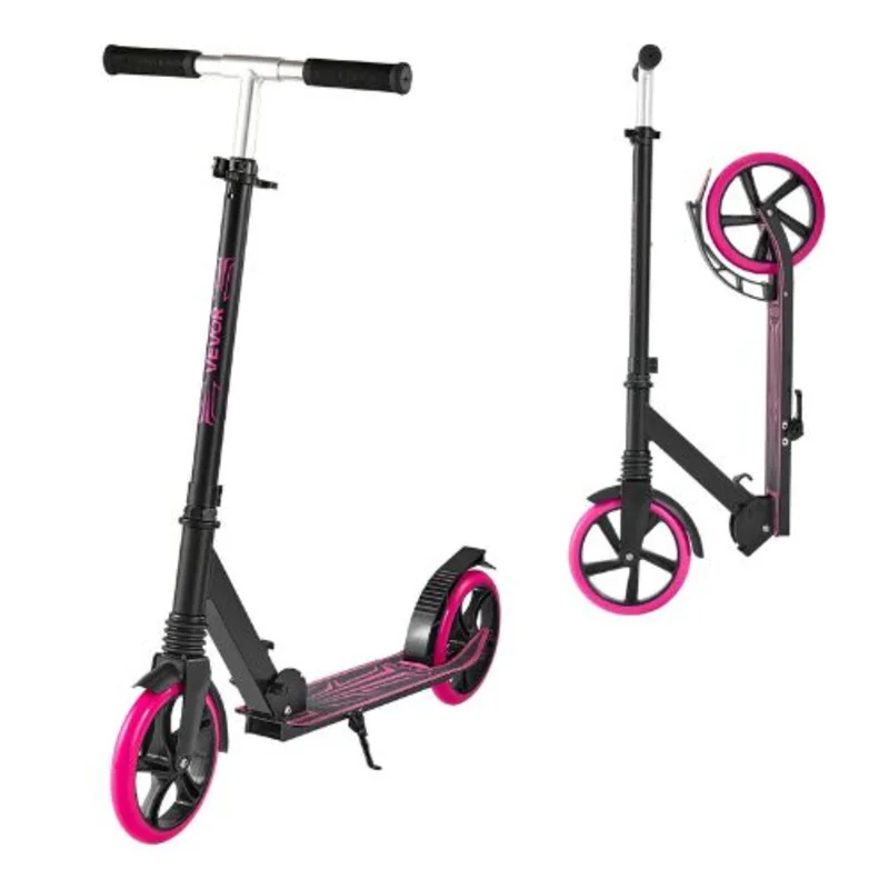 2-Wheel Kick Scooter for Kids 8+ Teens & Adults  Adjustable Handlebar Anti-Slip Deck Foldable Pink Up to 220 lbs