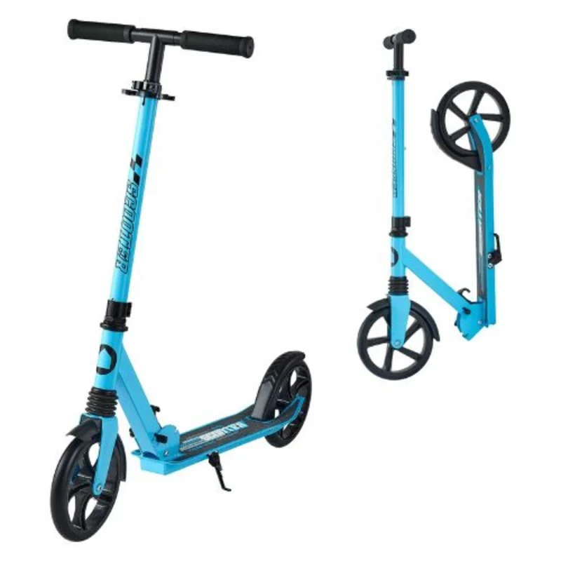 2-Wheel Kick Scooter for Kids 8+ Teens & Adults  Adjustable Handlebar Foldable Blue & Black Up to 220 lbs