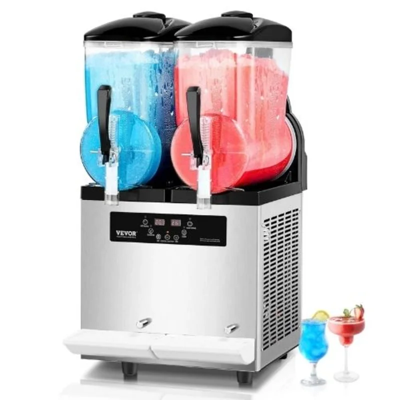 2 x 12 L Commercial Slushy Machine 96 Cups Stainless Steel for Home Party Restaurants Cafe Bars