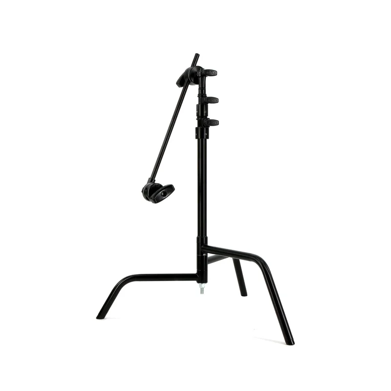 20" Double Riser Spring Loaded Folding C-Stand w/Grip Head & Arm Black