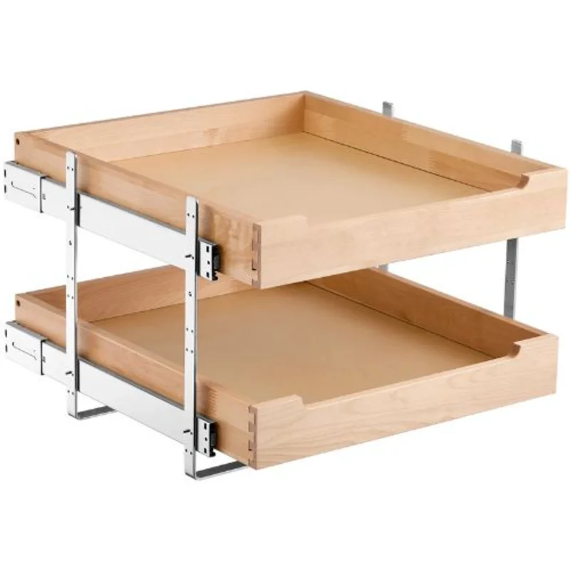 20 X 21 Inch 2 Tier Pull Out Cabinet Organizer Soft Close Slide Out Wood Drawer for Kitchen SKU-5(2 Layers)