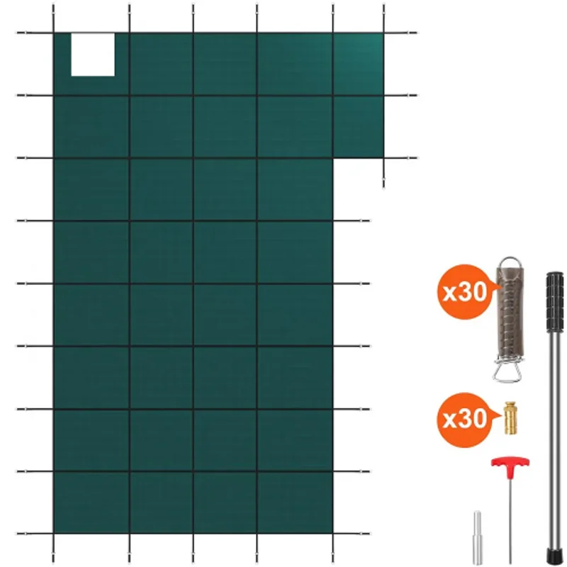 20 x 40 ft Inground Pool Safety Cover with Right Step Mesh PP Winter Cover, Triple-Stitched, Hardware Included