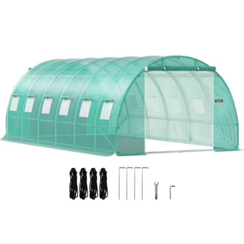 20107' Ft Portable Plant Hot House with Galvanized Steel Hoops Walk-in Tunnel Greenhouse Green