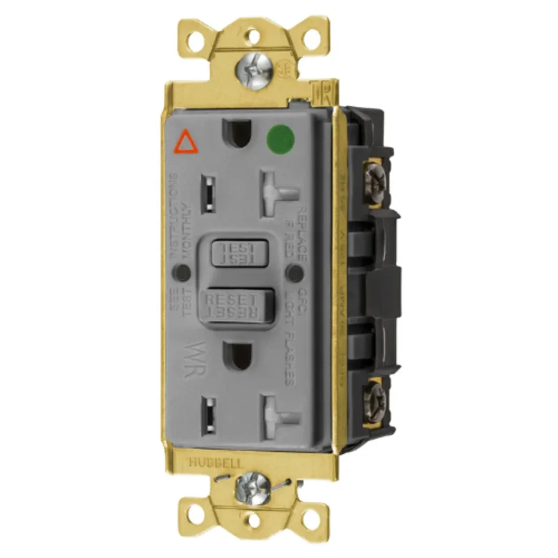 20A 125V 2 Pole 3 Wire Grounding Commercial Hospital Grade Tamper and Weather Resistant GFCI Receptacle GFTWRST83GYIG
