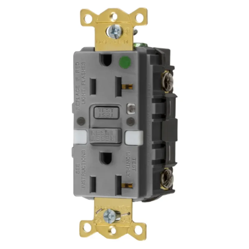 20A 125V 2 Pole 3 Wire Grounding Commercial Hospital Grade with Nightlight GFCI Receptacle GFRST83GYNL
