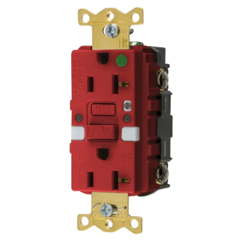 20A 125V 2 Pole 3 Wire Grounding Heavy Duty Hospital Grade Tamper Resistant with Nightlight GFCI Receptacle GFTRST82RNL