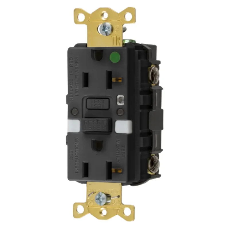 20A 125V 2 Pole 3 Wire Grounding Heavy Duty Hospital Grade Tamper Resistant with Nightlight GFCI Receptacle GFTRST83BKNL