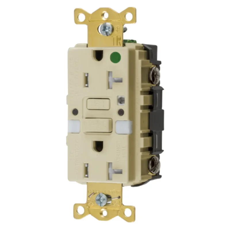 20A 125V 2 Pole 3 Wire Grounding Heavy Duty Hospital Grade Tamper Resistant with Nightlight GFCI Receptacle GFTRST83INL