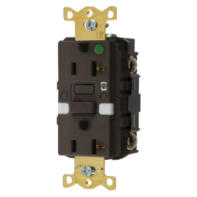 20A 125V 2 Pole 3 Wire Grounding Heavy Duty Hospital Grade Tamper Resistant with Nightlight GFCI Receptacle GFTRST83NL