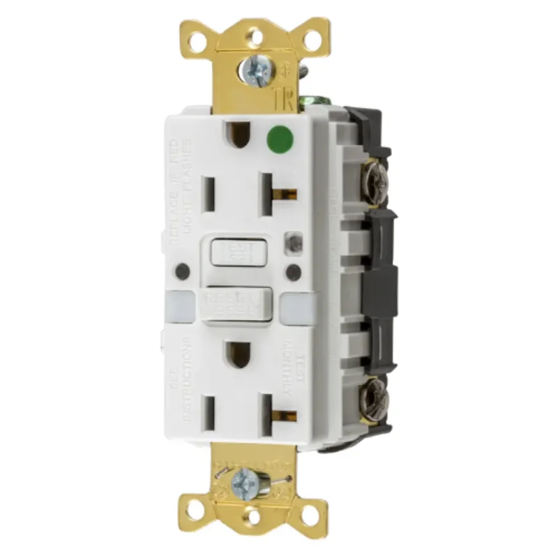 20A 125V 2 Pole 3 Wire Grounding Heavy Duty Hospital Grade Tamper Resistant with Nightlight GFCI Receptacle GFTRST83WNL