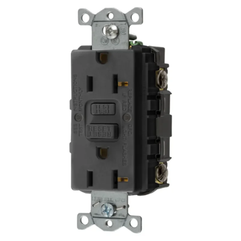 20A 125V 2 Pole 3 Wire Grounding Straight Blade Devices Commercial Grade GFCI Receptacle GFRST20BKU