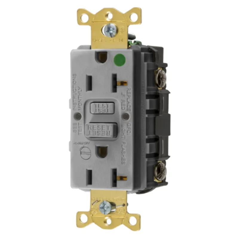 20A 125V 2 Pole 3 Wire Grounding Straight Blade Devices Commercial Grade GFCI Receptacle GFRST83GYB