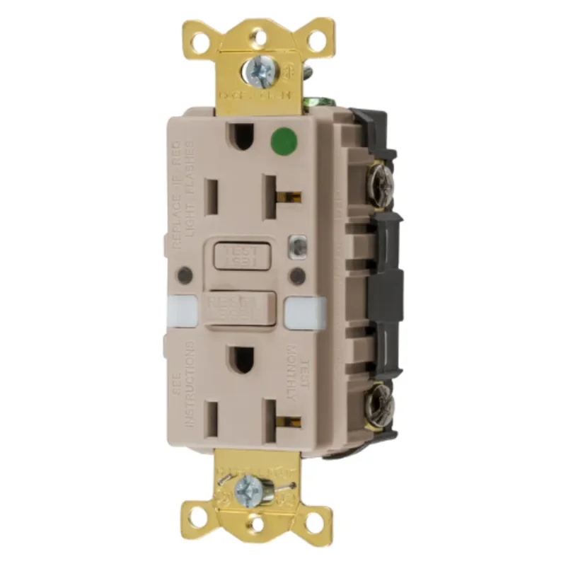 20A 125V 2 Pole 3 Wire Grounding Straight Blade Devices Commercial Grade With Night Light GFCI Receptacle GFRST83LANL